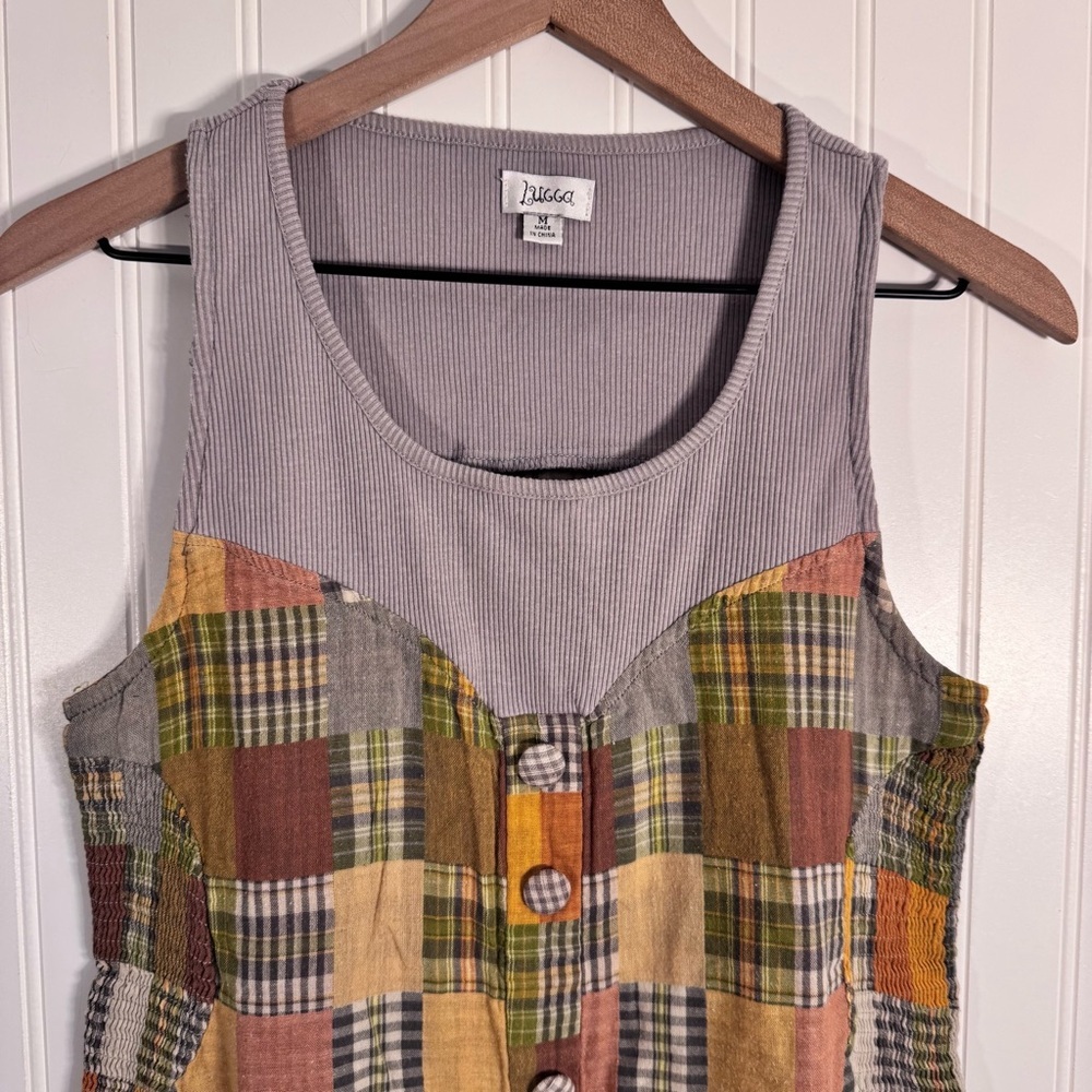 Lucca Cottagecore Patchwork Sleeveless Dress With Pockets 100% Cotton Size M - Picture 2 of 10